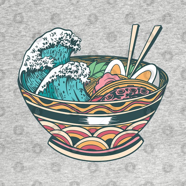 Japanese Great Ramen Wave Bowl by Noveldesigns